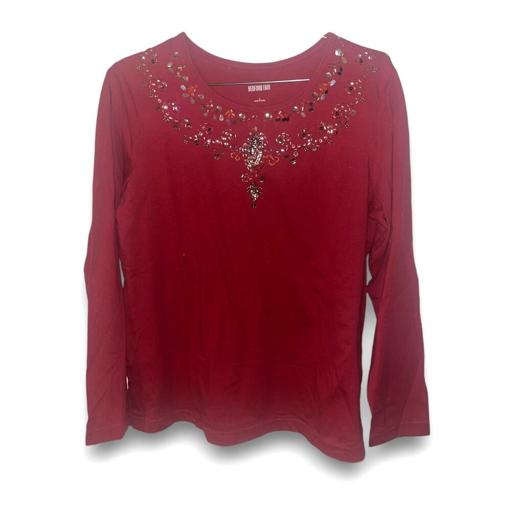 Bedford Fair Red embellished top | Size large | EUC